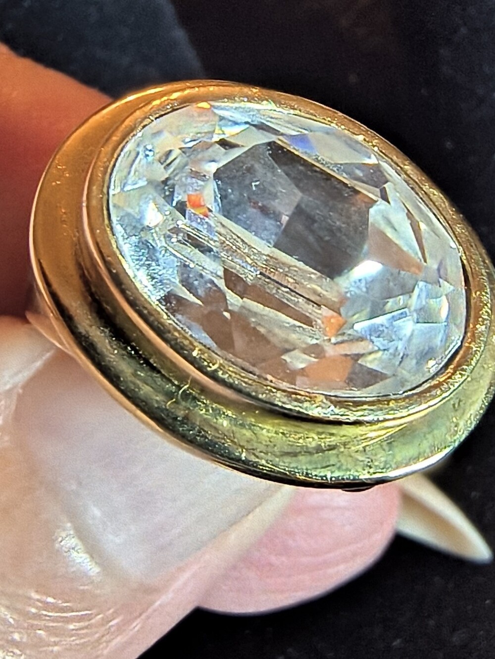 Vintage 1993 AAA+ CZ Ring 18K Triple Gold Plated East West Size 6 - Picture 13 of 13